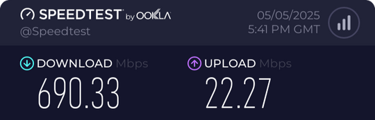 Josh Smith's Speed Test Result from 5/5/2025